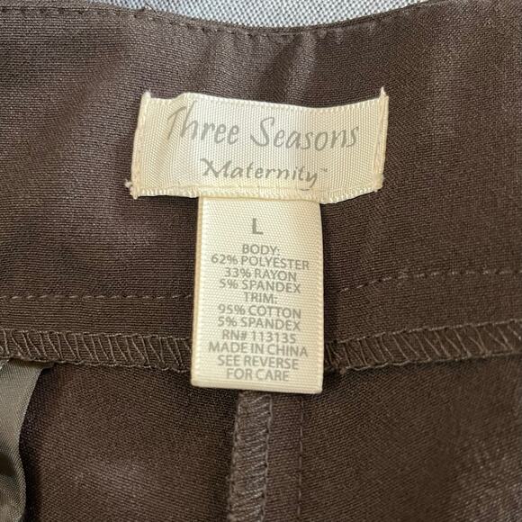 Three Seasons Brown Maternity Pants Adjustable Waist Straight Leg NWT Large - Picture 3 of 14